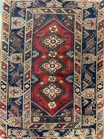 Vintage Handmade Persian Fringed Wool Rug