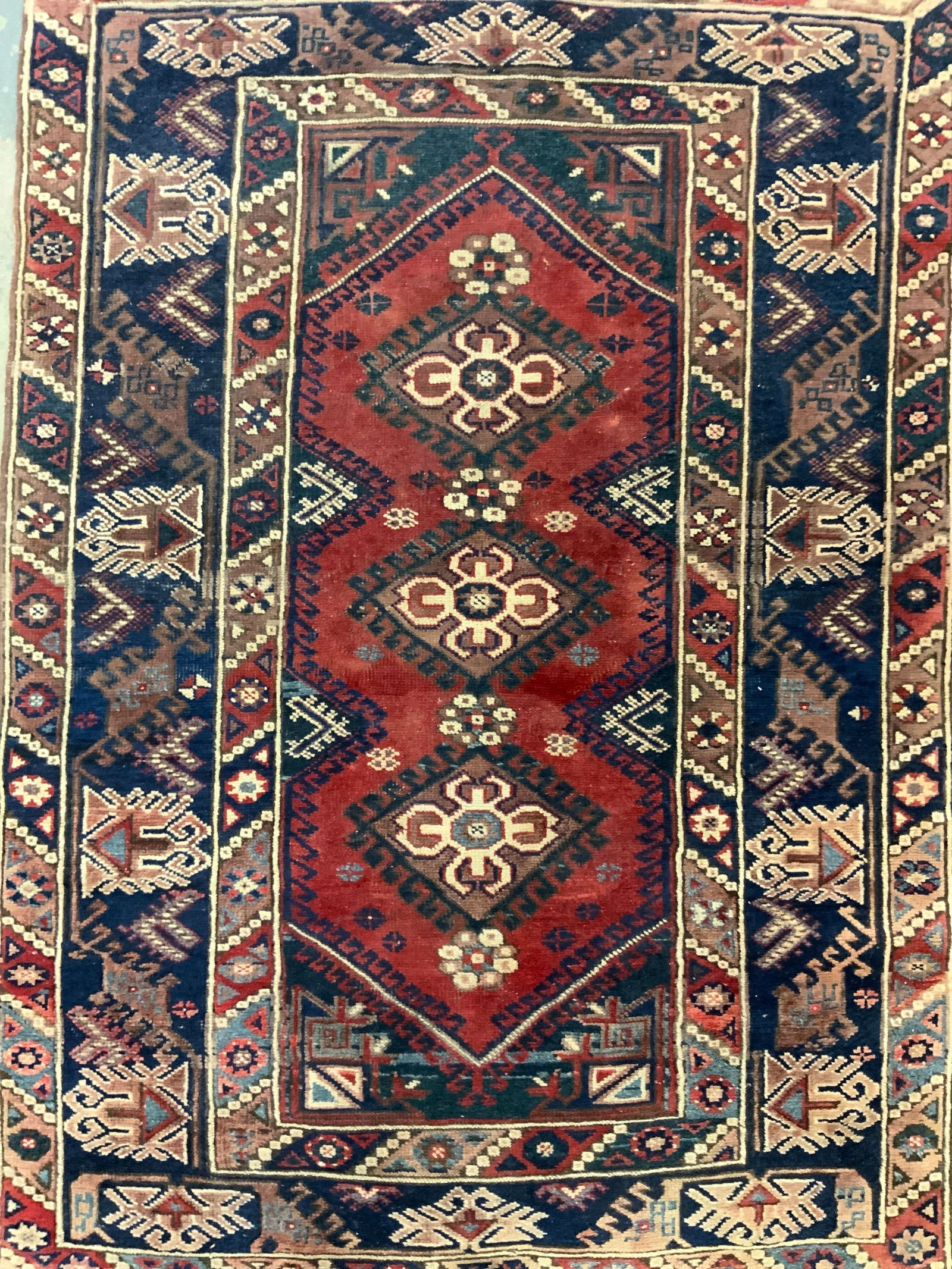 Vintage Handmade Persian Fringed Wool Rug (1 of 8)