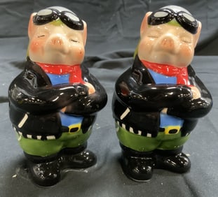 ROAD HOG Porc Salt & Pepper Shakers W Box