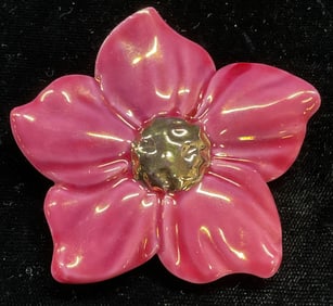 Pink Porcelain Luster Flower Brooch Pendant