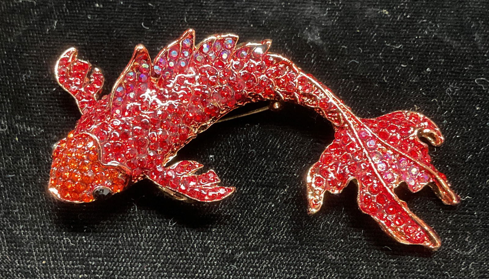 Gold Tn Crystal Koi Fish Brooch, 3 In L (1 of 6)