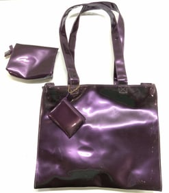 Estee LAUDER Patent Leather Purple Purse Set