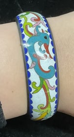 Vintage Asian Style Cloisonne Bangle Bracelet
