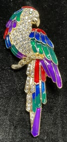 Ali Lang Gold Tone Crystal Enamel Bird Brooch
