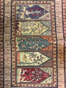 Vntg Handmade Turkish Kayseri Fringed Wool Rug