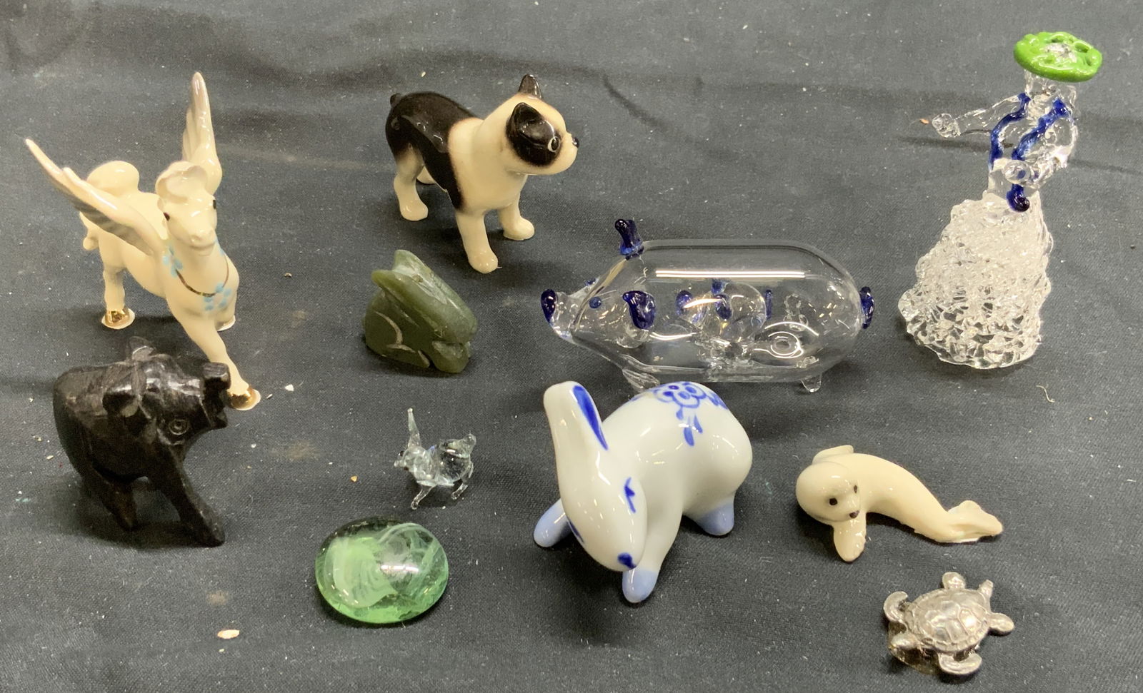 Lot 11 Assorted Glass, Porc, & Stone Figures (1 of 10)
