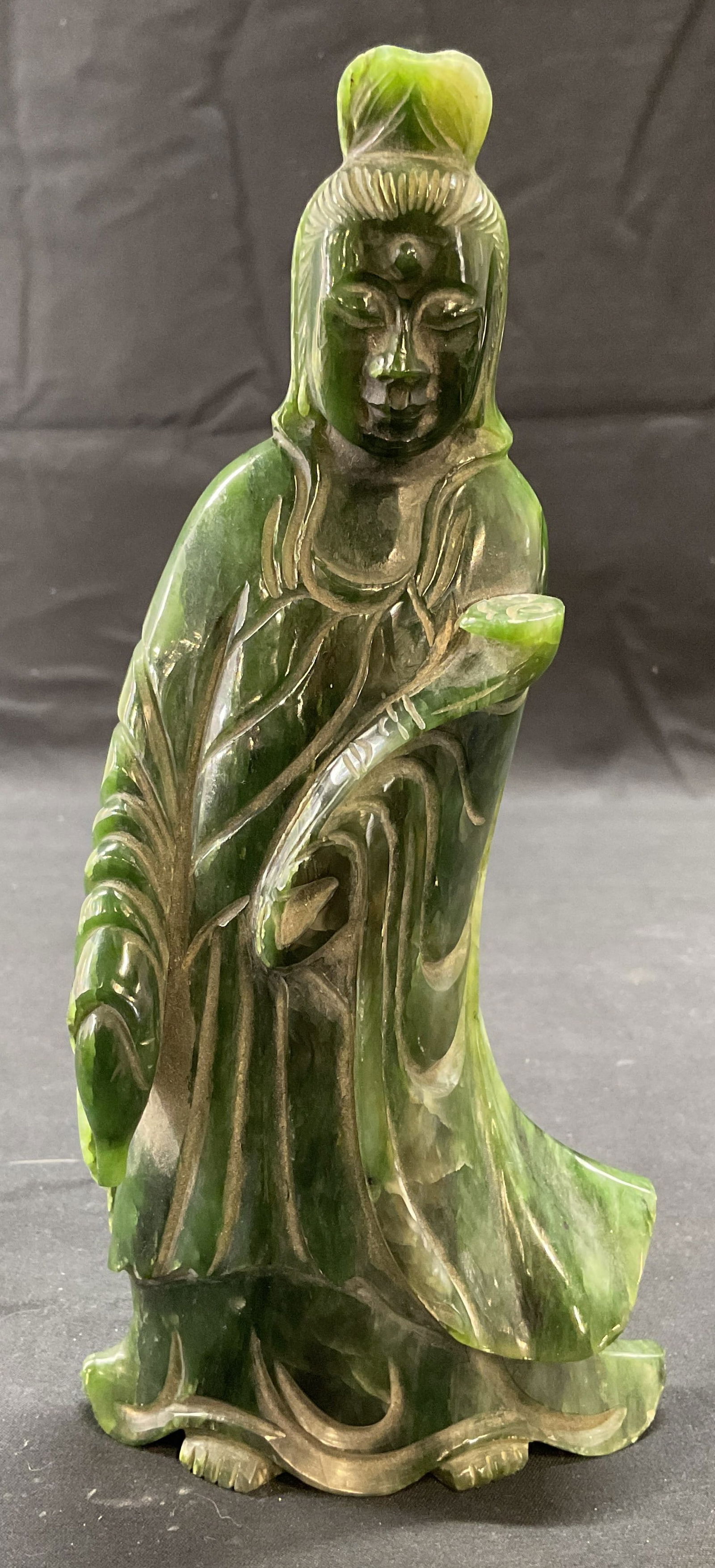 Vintage Carved Jade Guanyin Figural Statue (1 of 6)