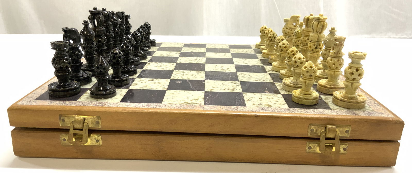 Vntg Natural Stone & Wood Chess Set 33 pcs (1 of 12)