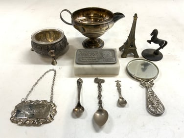 Sterling Silver Vessel & Other Tabletop Accs 10 Pcs