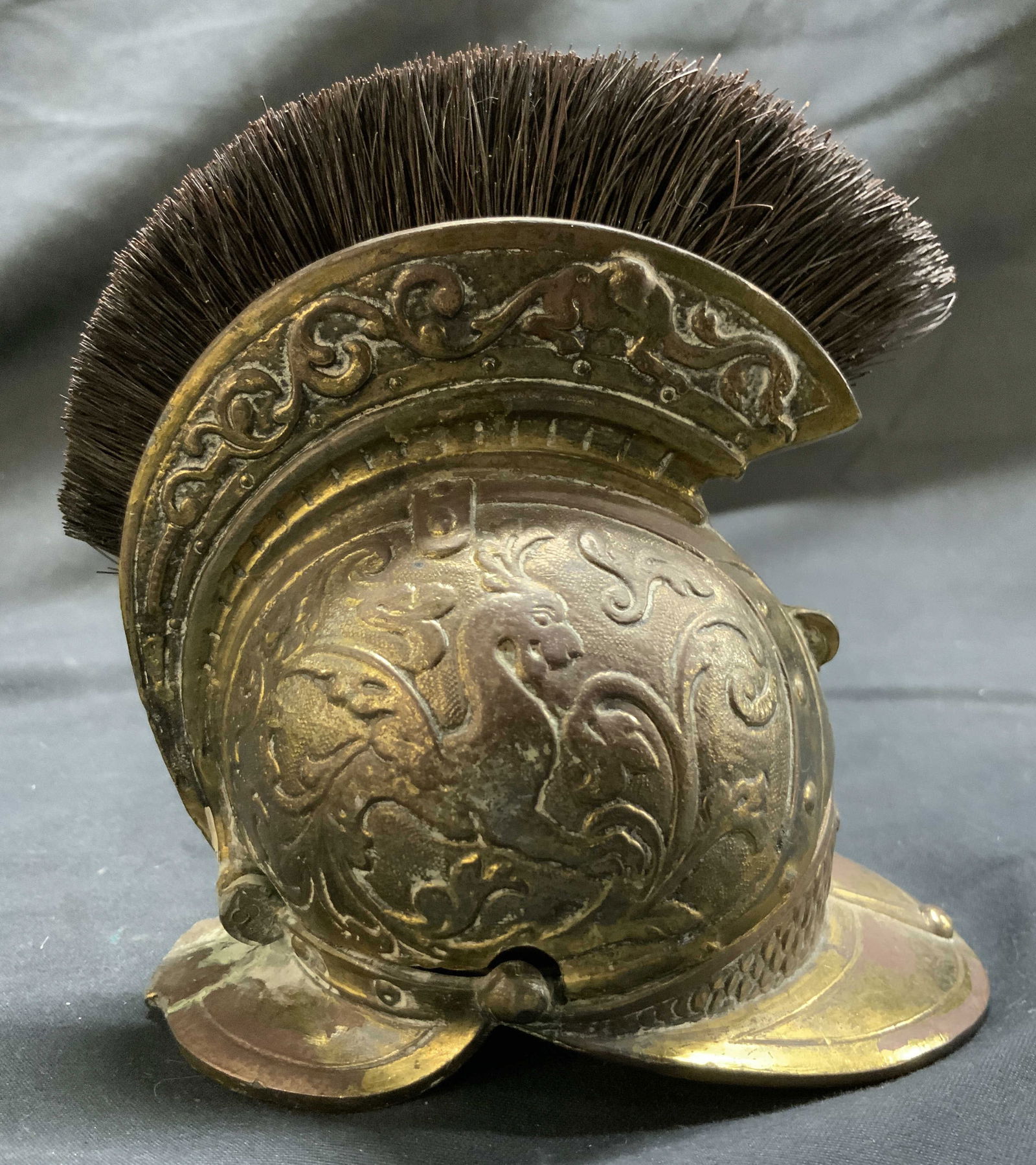 Vntg French Dragoon Helmet Brass Candle Holder (1 of 9)