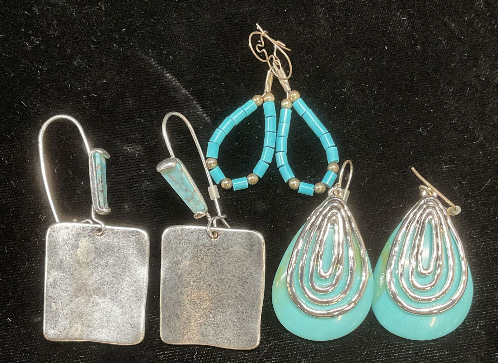 Lot 3 RLM Silver Tone Faux Turquoise Earrings + (1 of 6)