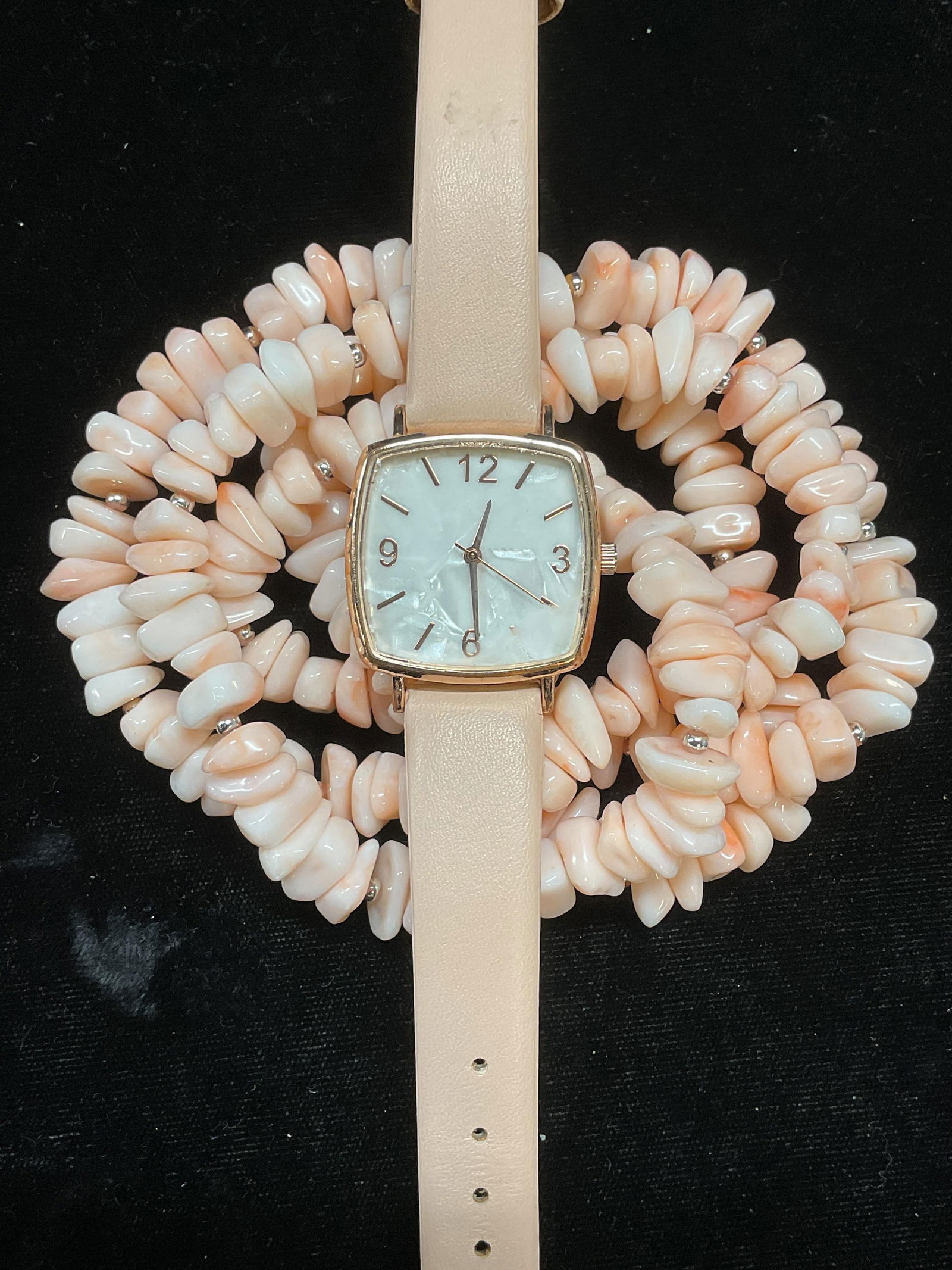 Lot 2 Pink Faux Gem Necklace, Accutime Watch (1 of 6)