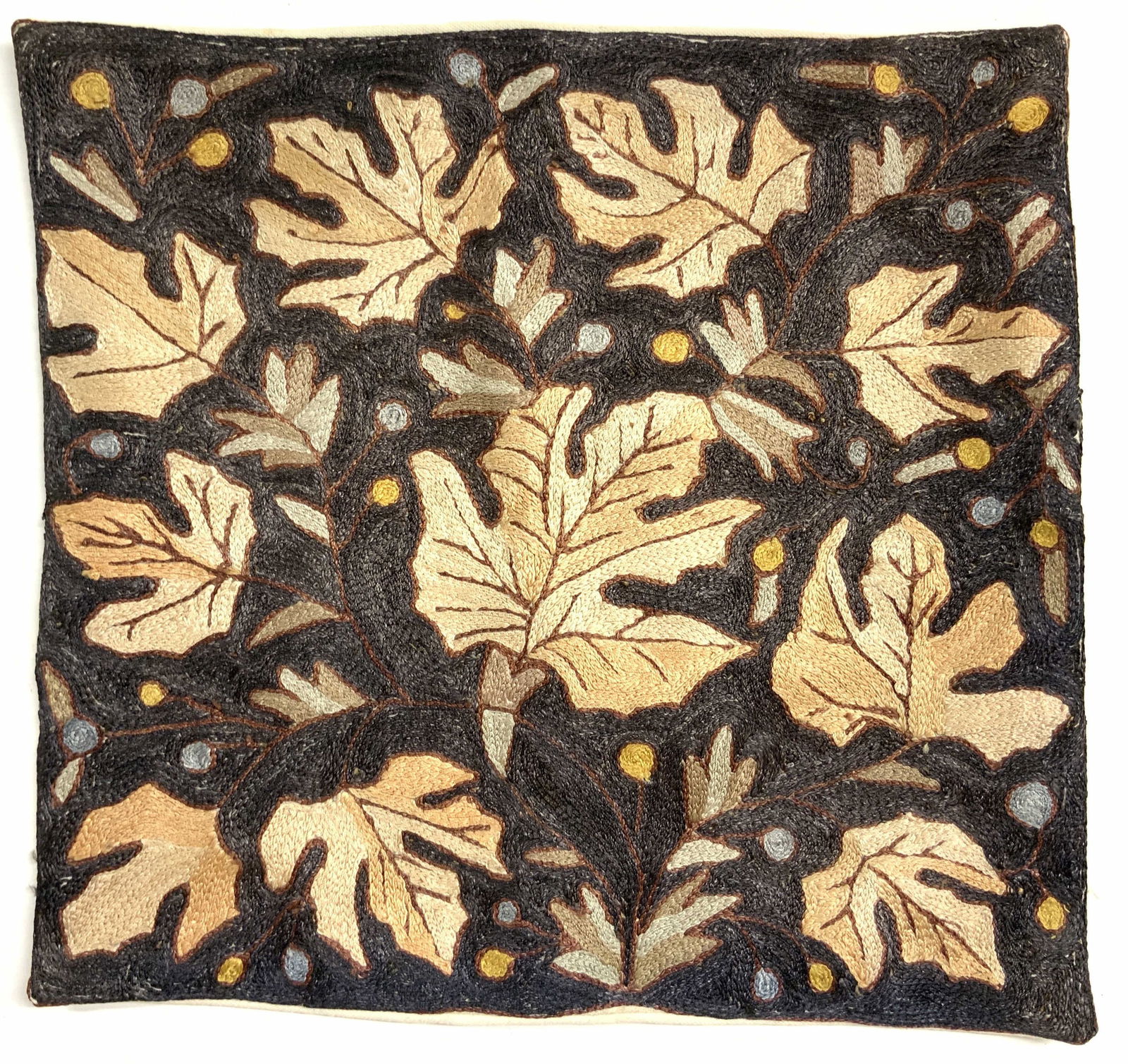 Leaf Detailed Chain Stitch Pillow Cover (1 of 7)