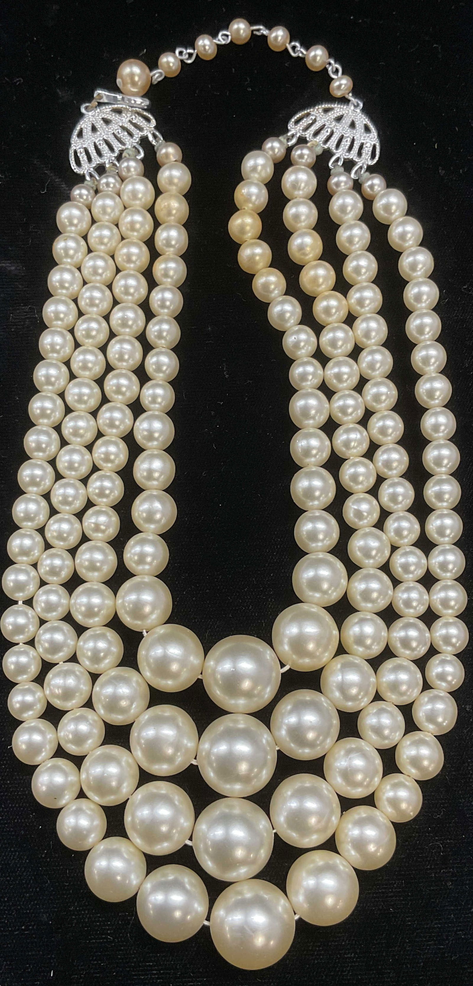 Vintage Multi Strand Faux Pearl Beaded Necklace (1 of 6)