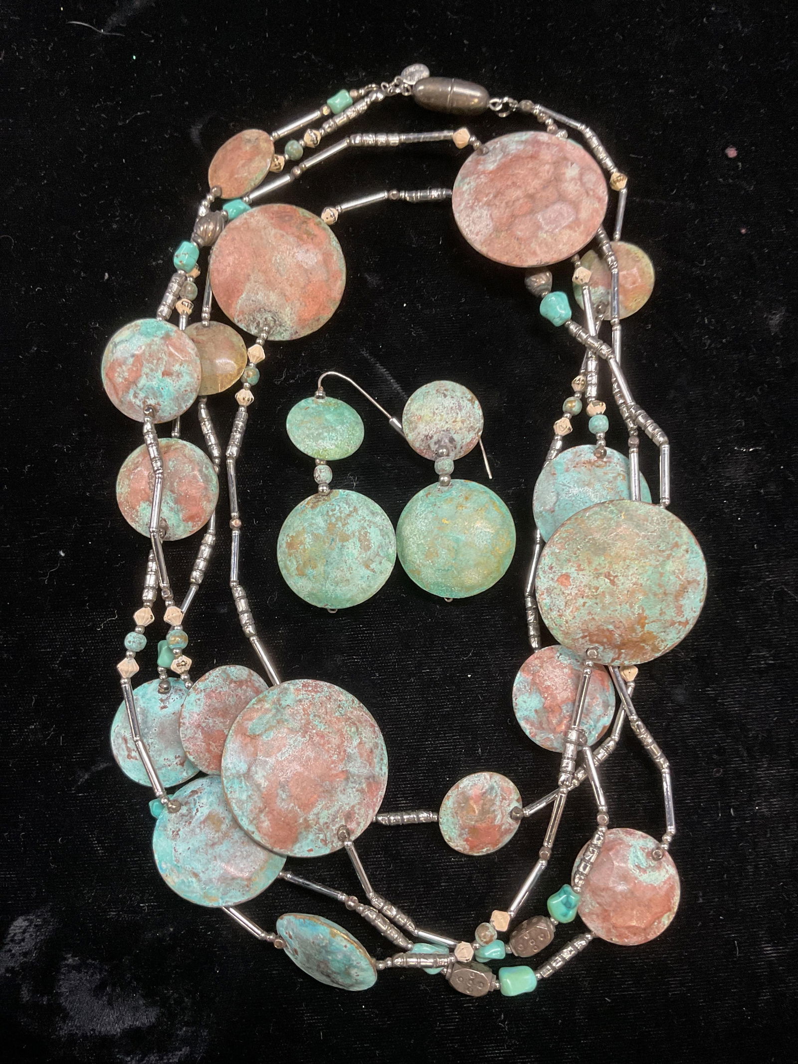2 Sandra Burton Beaded Copper Necklace & Earrings (1 of 7)