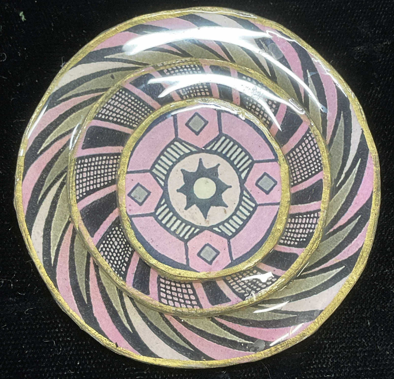 Handmade Geometric Round Brooch (1 of 6)