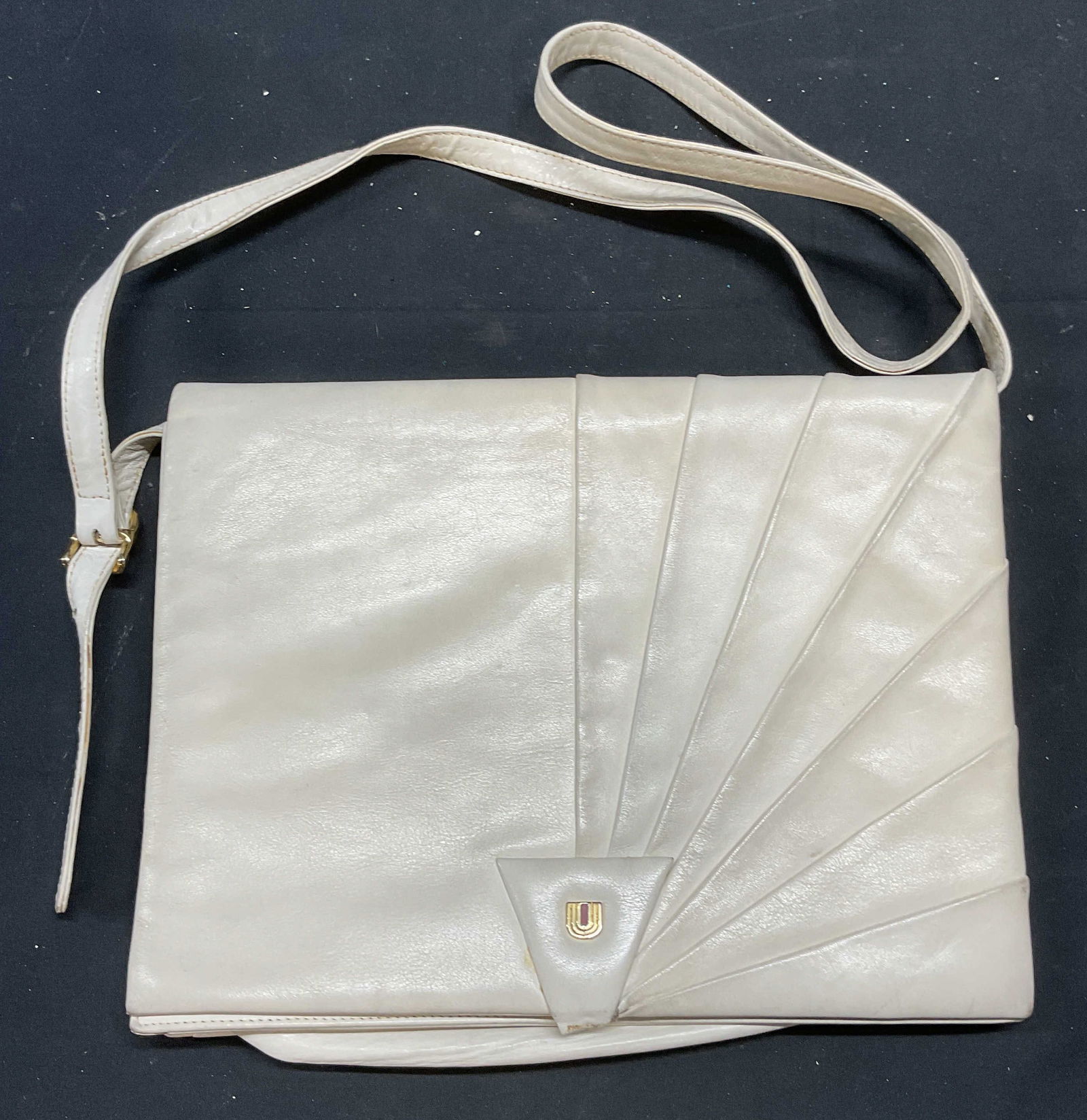 Vtg UNGARO Paris White Leather Handbag (1 of 7)