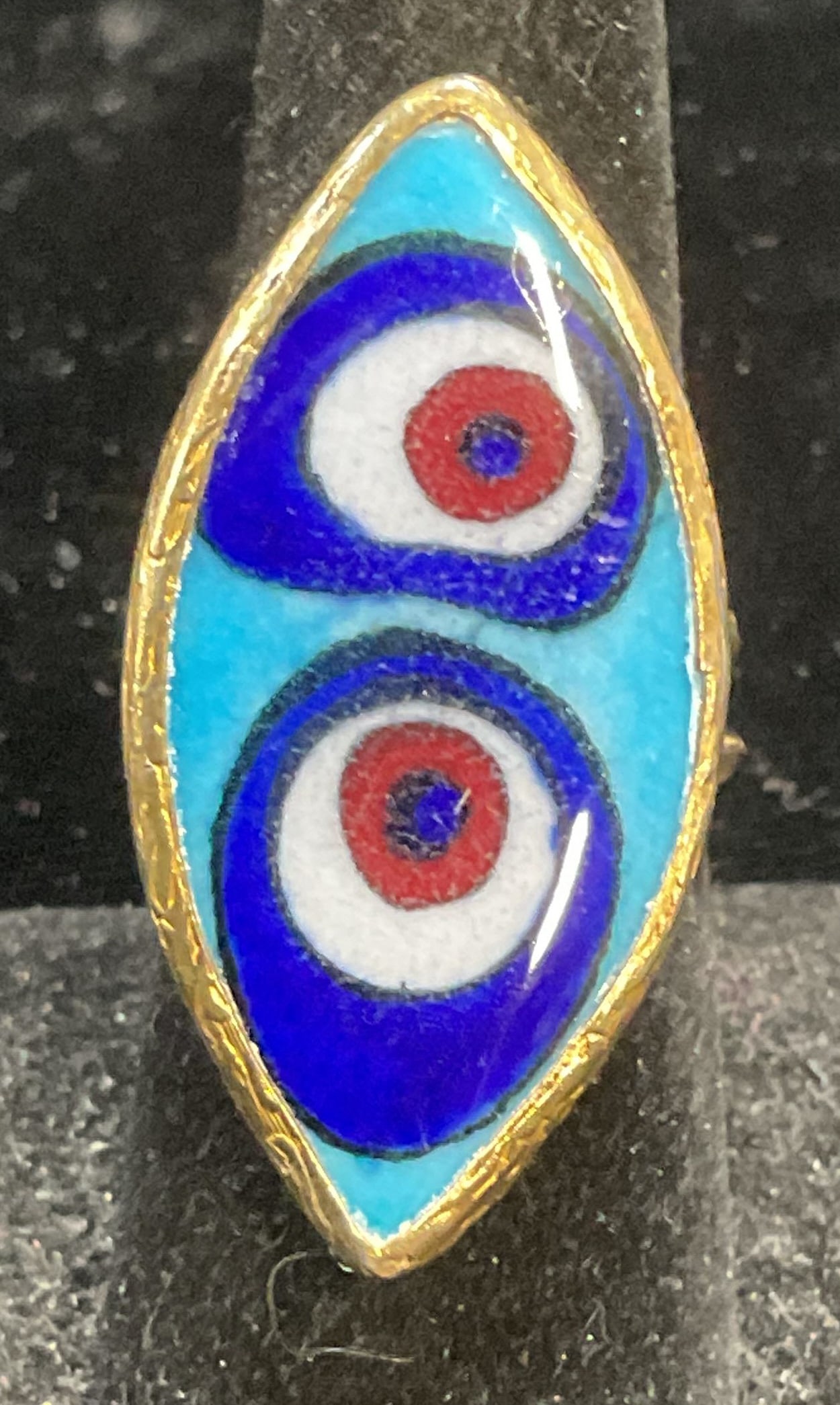 Vintage Sterling Silver Gold Pl Blue Ring (1 of 6)