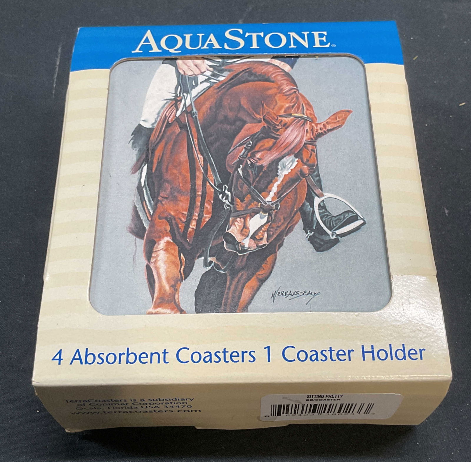 AquaStone Coasters & Holder Gift Set NIB (1 of 6)