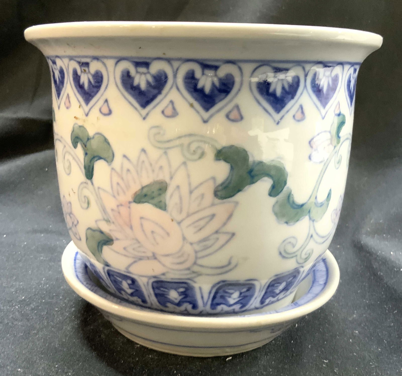 Vntg Asian Porc Planter W Drainage Dish (1 of 7)