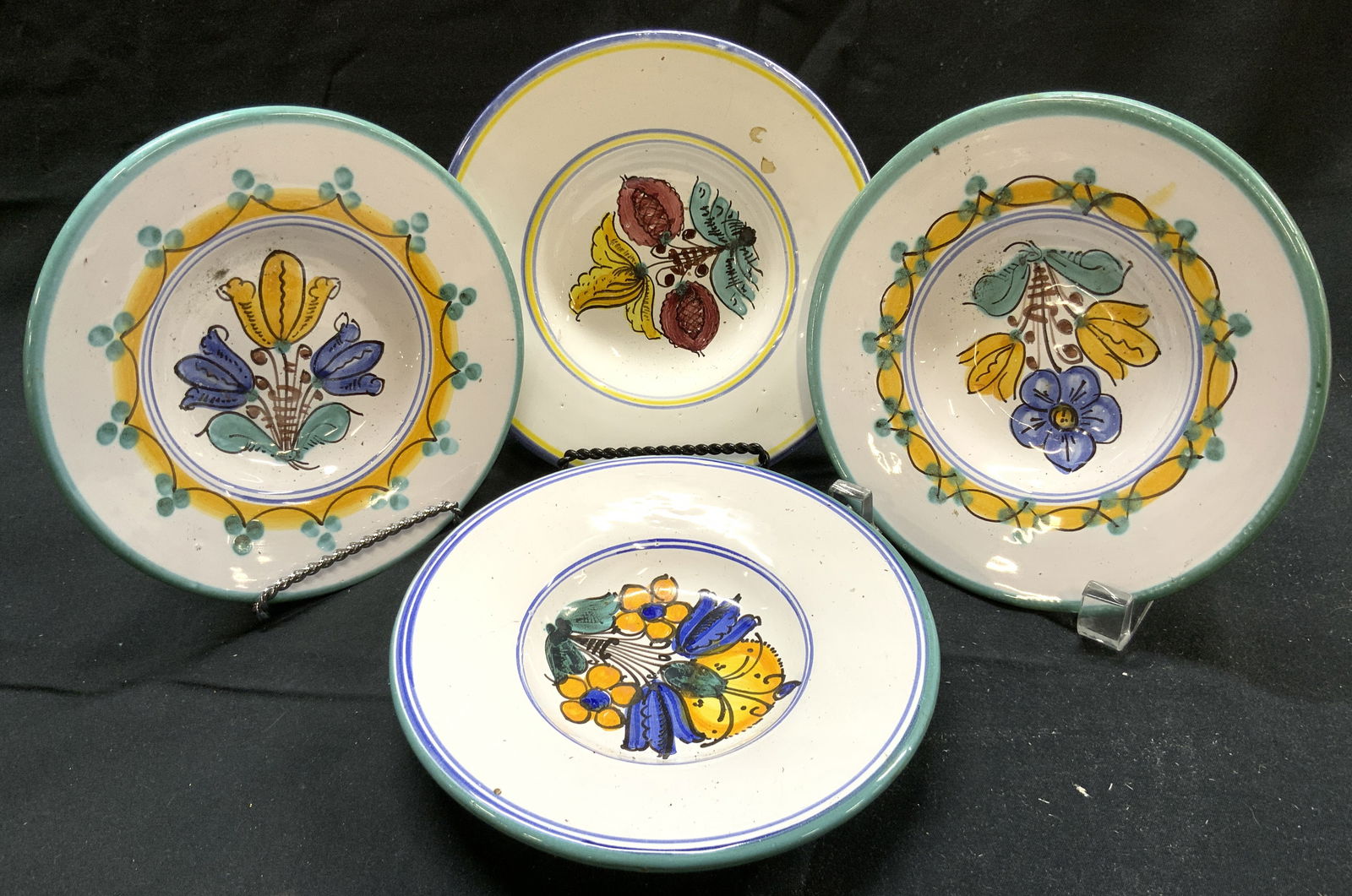 Set 4 Signed Hand Painted Ceramic Plates (1 of 6)