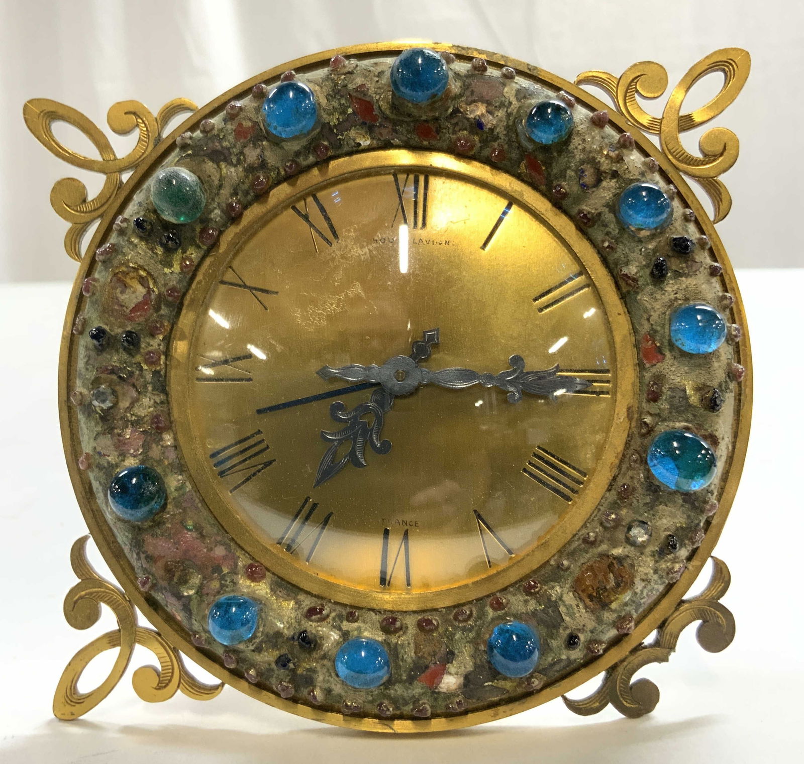 HOUR LAVIGNE Brass & Beaded Clock FRANCE (1 of 7)