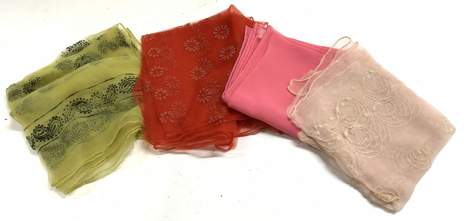 Lot 4 Assorted Scarves Hand Rolled & More (1 of 6)