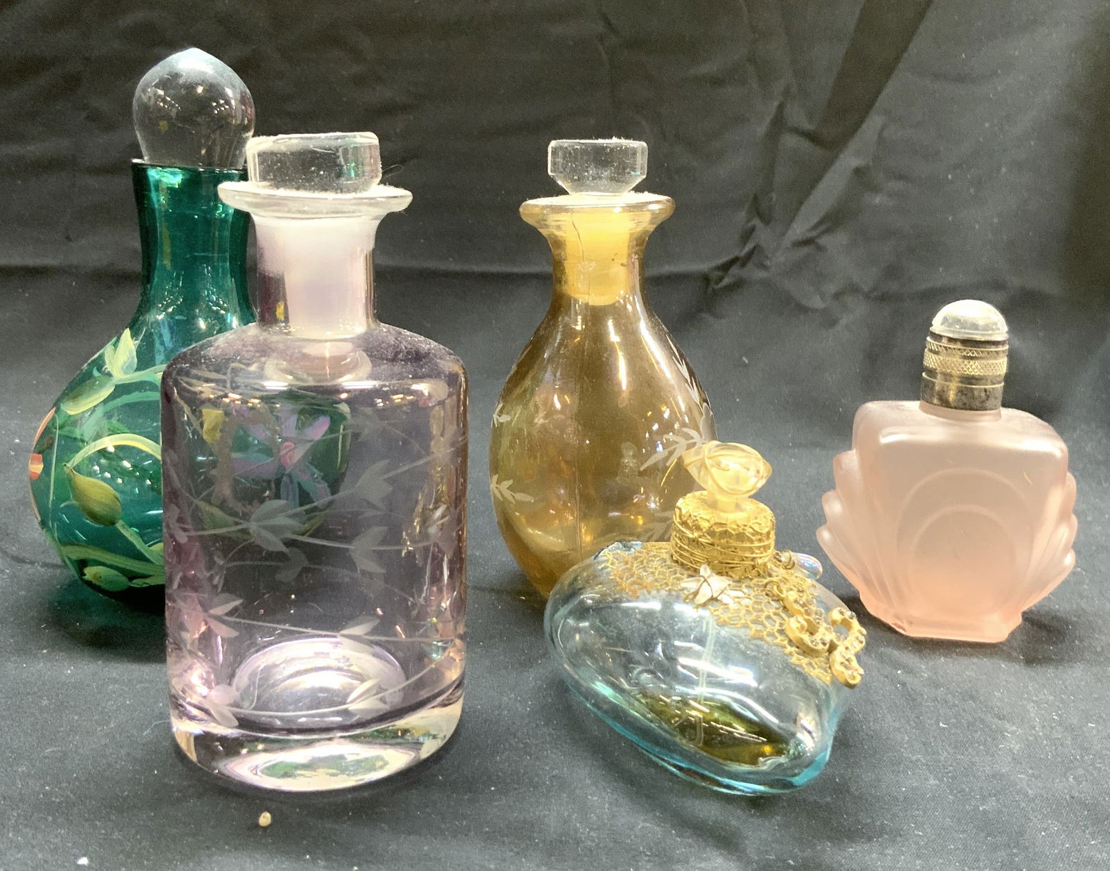 Lot 5 Assorted Art Gls Perfume Bottles (1 of 6)