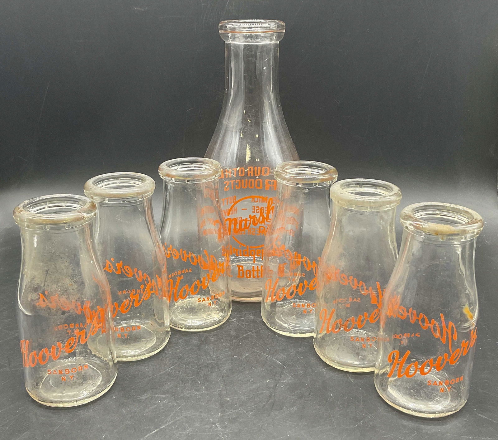 Lot 7 MARSH & HOOVERS Glass Milk Bottles (1 of 6)