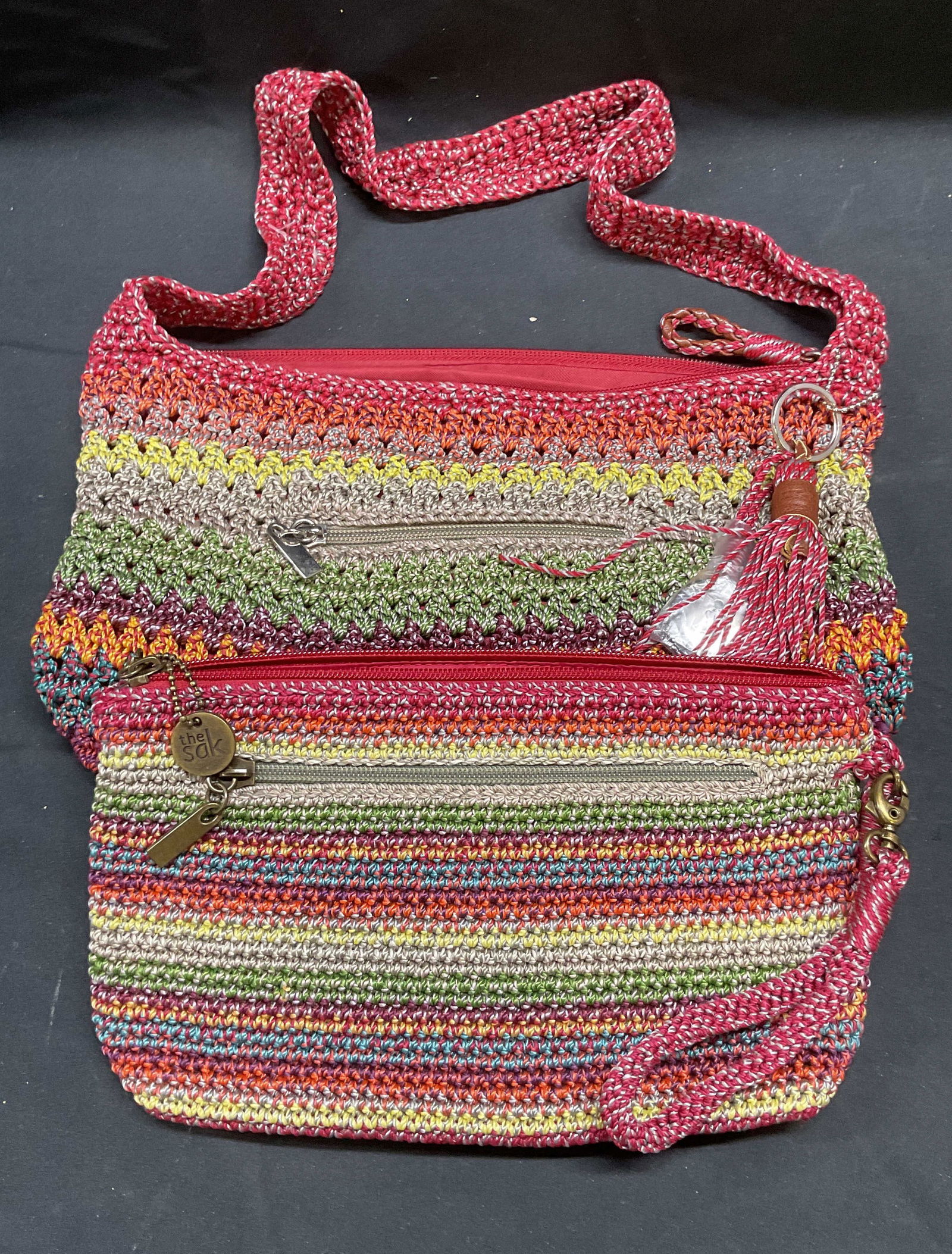 Lot 2 The Sak Red Woven Handbag & Pouch (1 of 8)