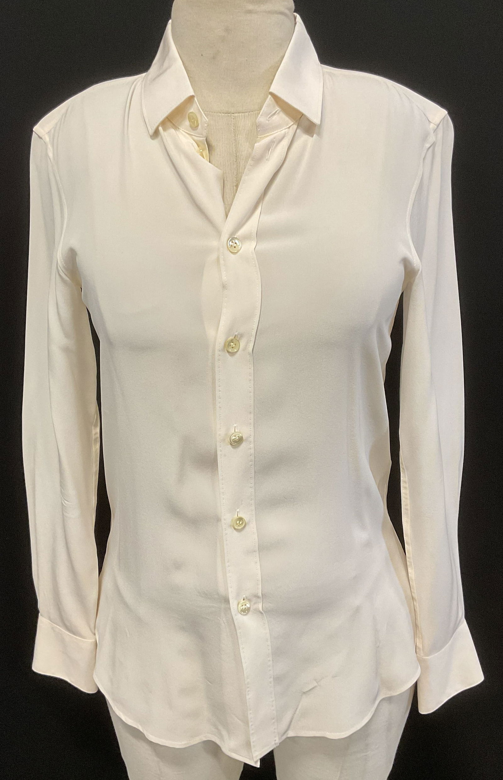 Saint Laurent White Silk Button Up Top Italy (1 of 8)