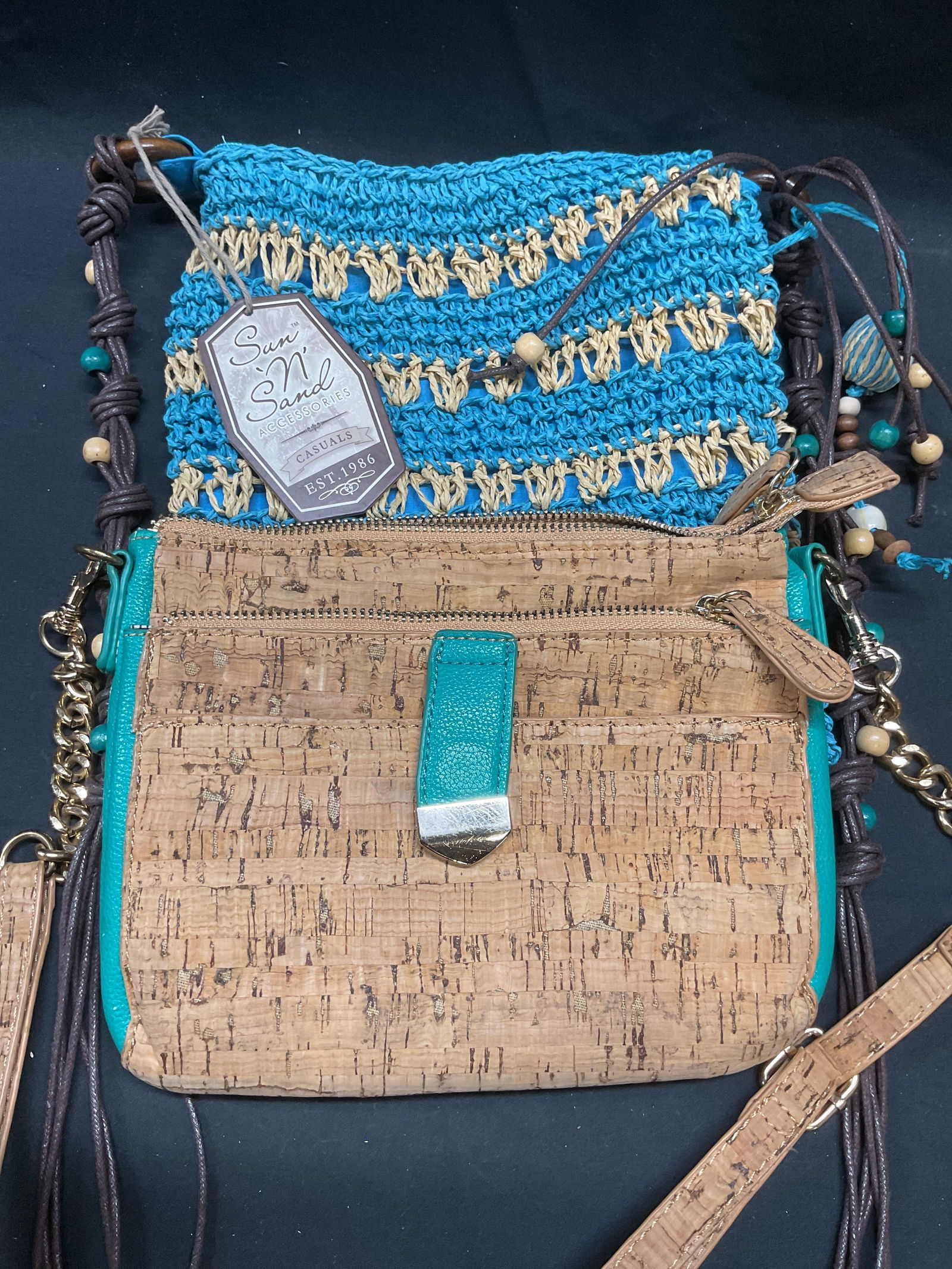 Lot 2 Sun N Sand Woven Straw Handbag NWT + (1 of 8)