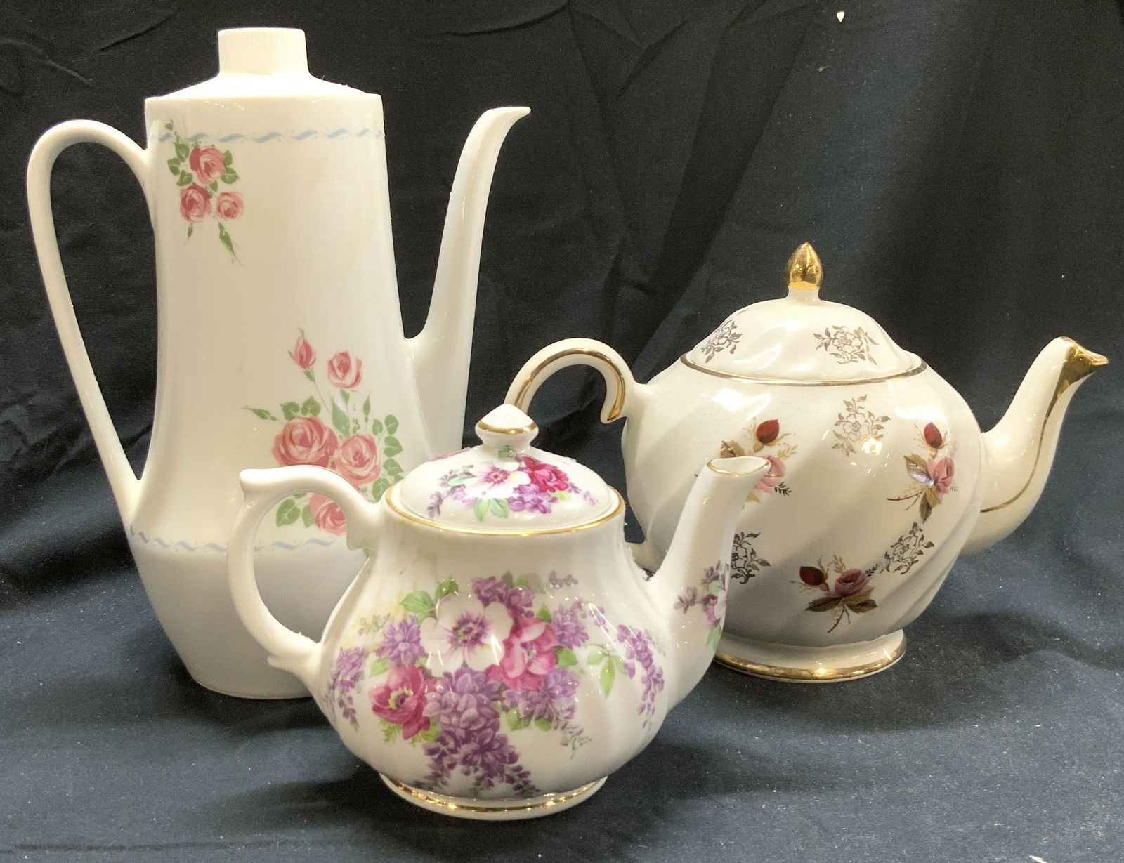 Lot 3 Assorted Vntg Porc Teapots GLEN P&K & More (1 of 8)