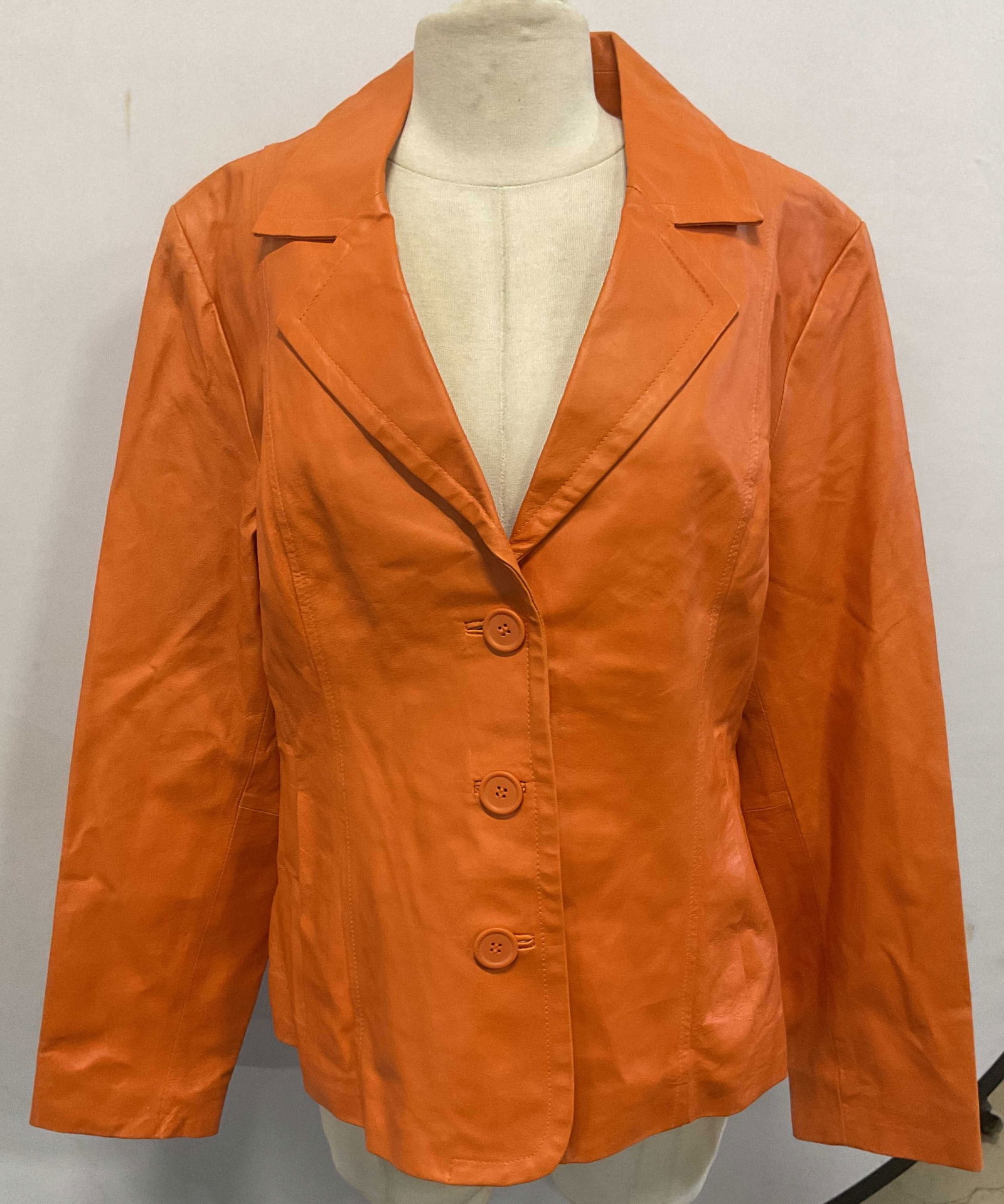 Dialogue Orange Leather Jacket NWT (1 of 6)