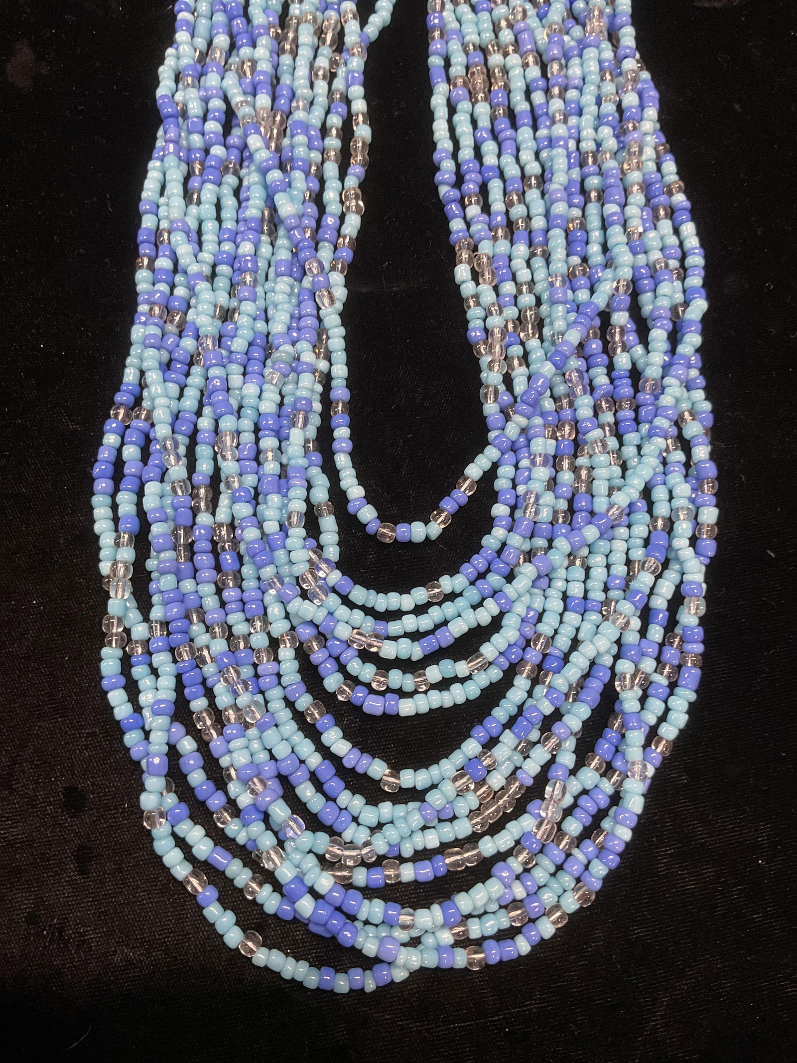 Silver Tn Blue Beaded Multi Strand Necklace (1 of 6)