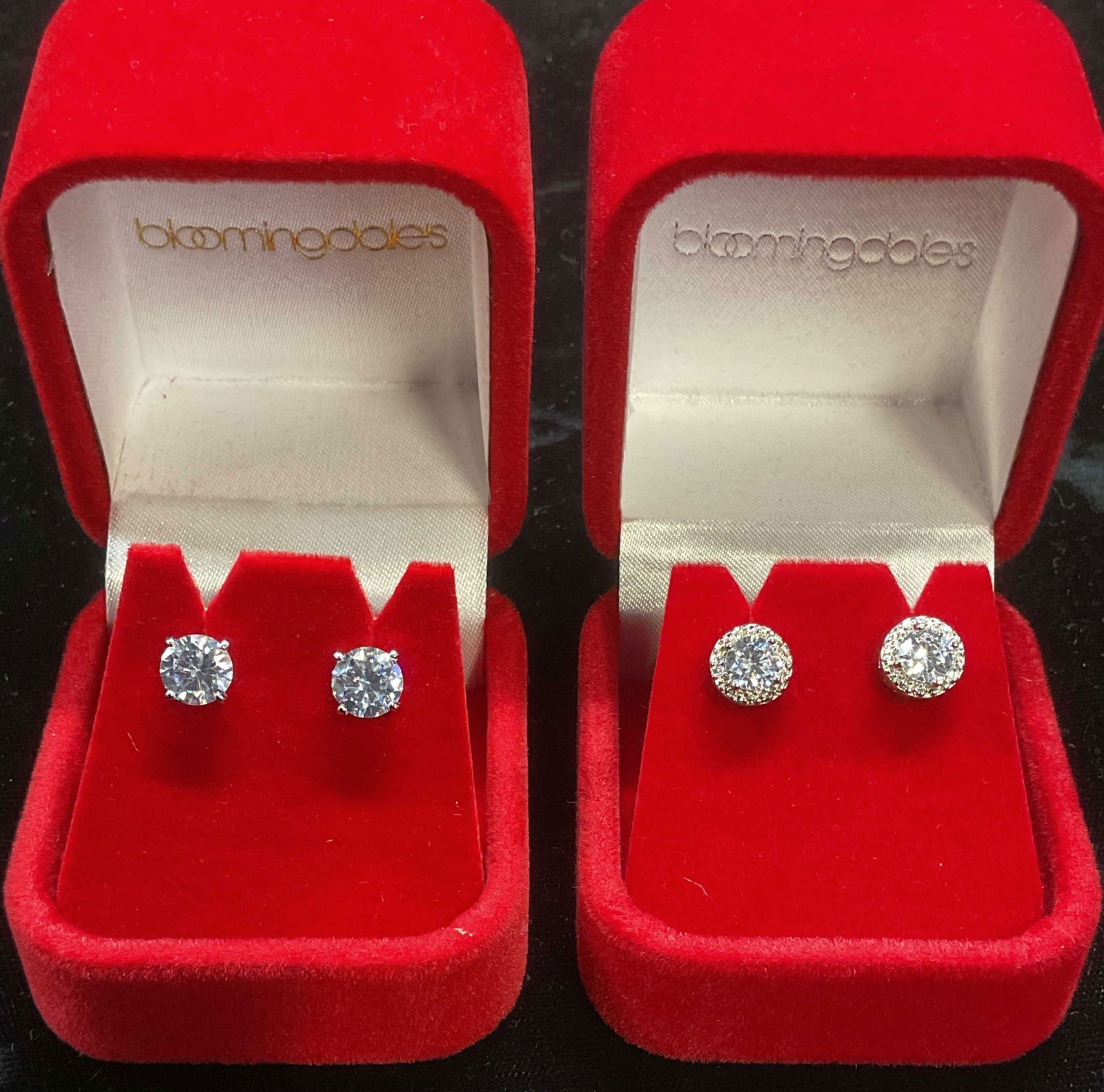 Lot 2 Silver Tone Crystal Stud Earrings (1 of 6)