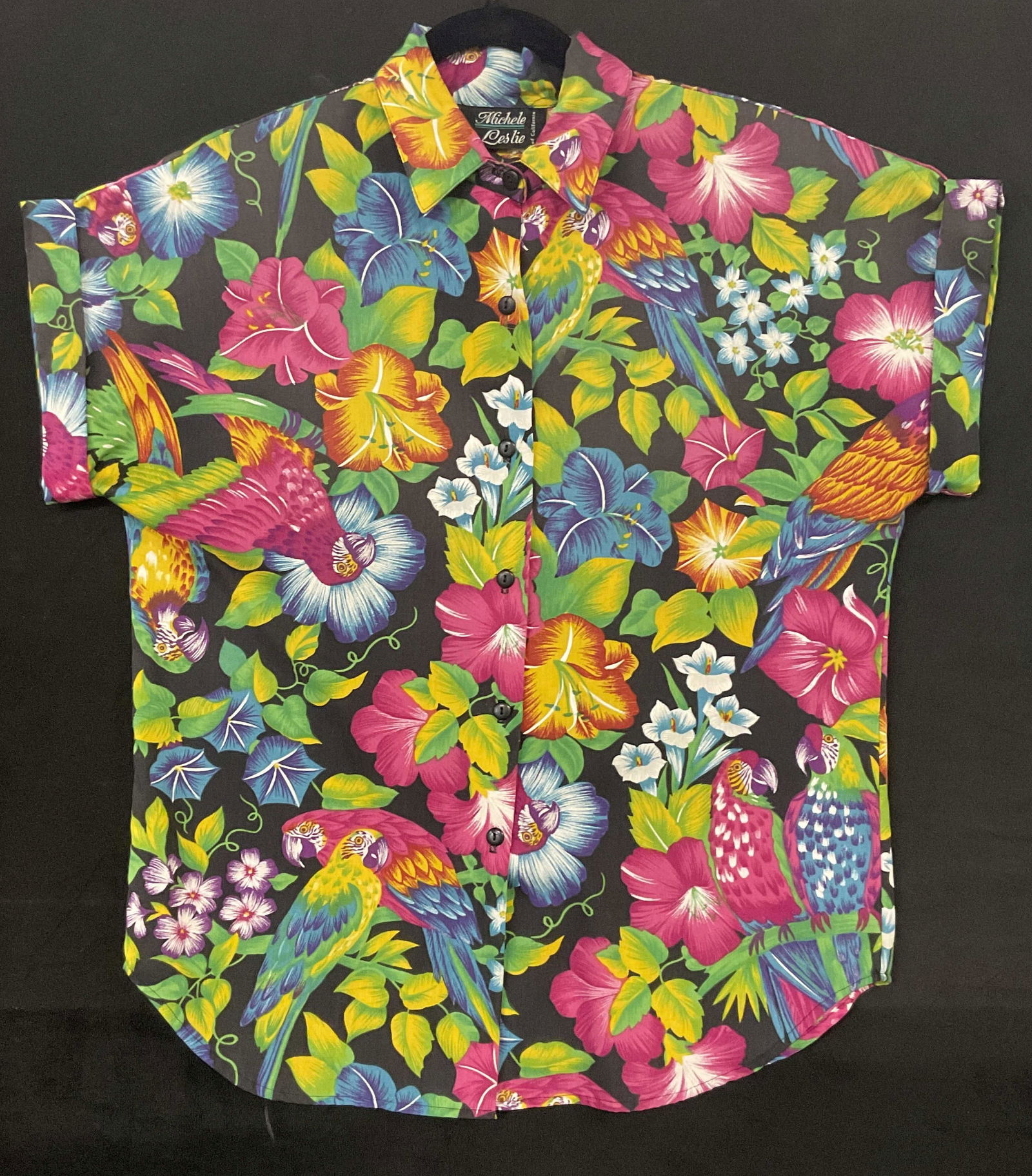 MICHELE LESLIE OF CALIFORNIA Floral Parrot Shirt (1 of 8)