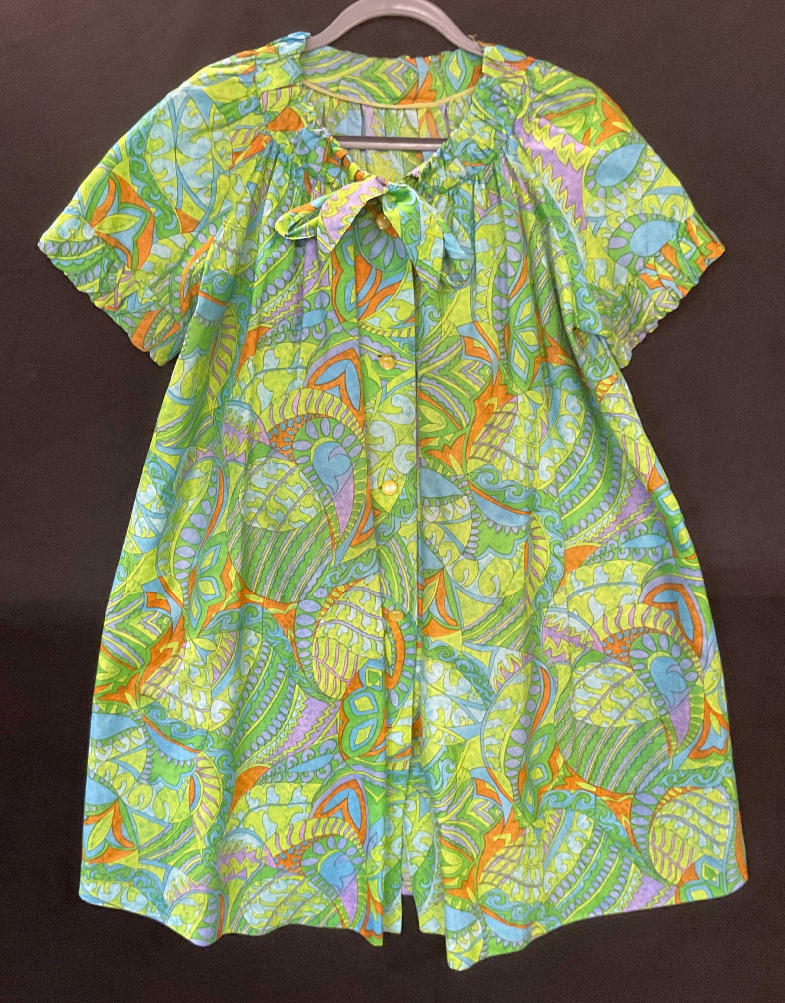 Vtg Virginia Wallace Green Graphic Print Nightgown (1 of 6)