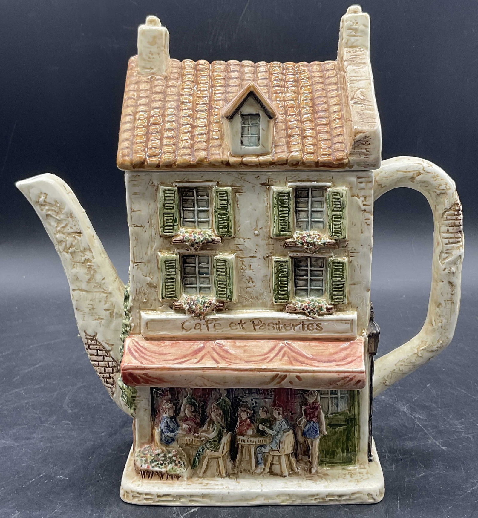 Cafe Et Pasteries Building Form Ceramic Teapot, Lid (1 of 7)