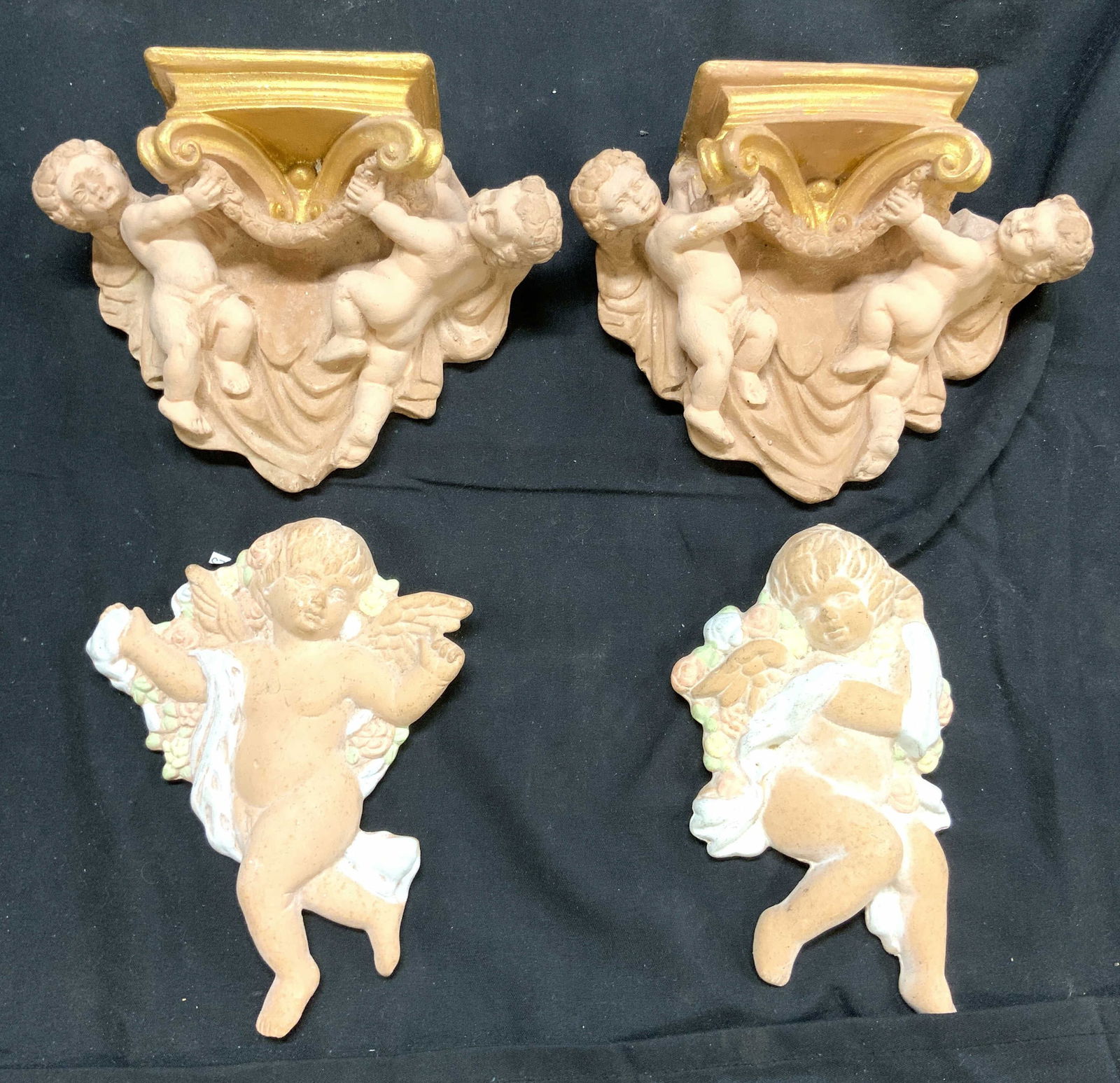 Lot 4 Ceramic Cherub Wall Decor (1 of 7)
