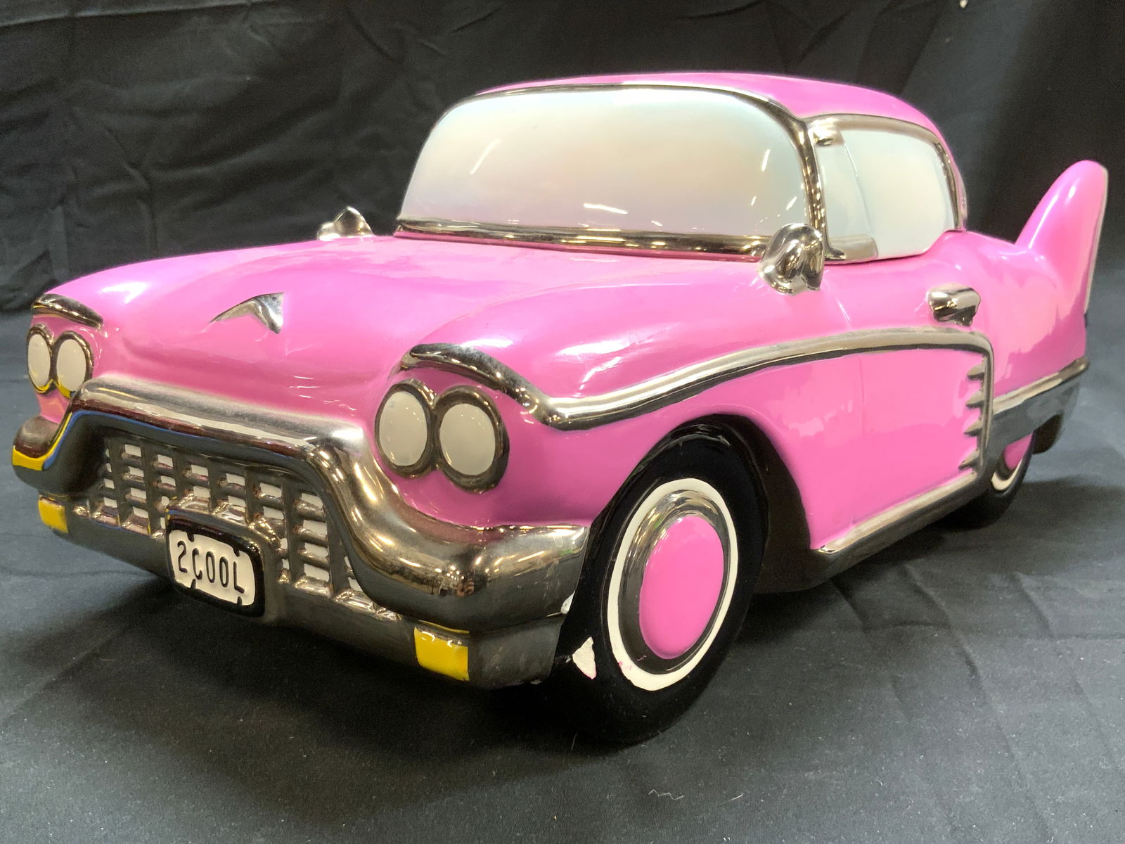 DEPARTMENT 56 Pink Cadillac Porc Cookie Jar W Lid (1 of 9)