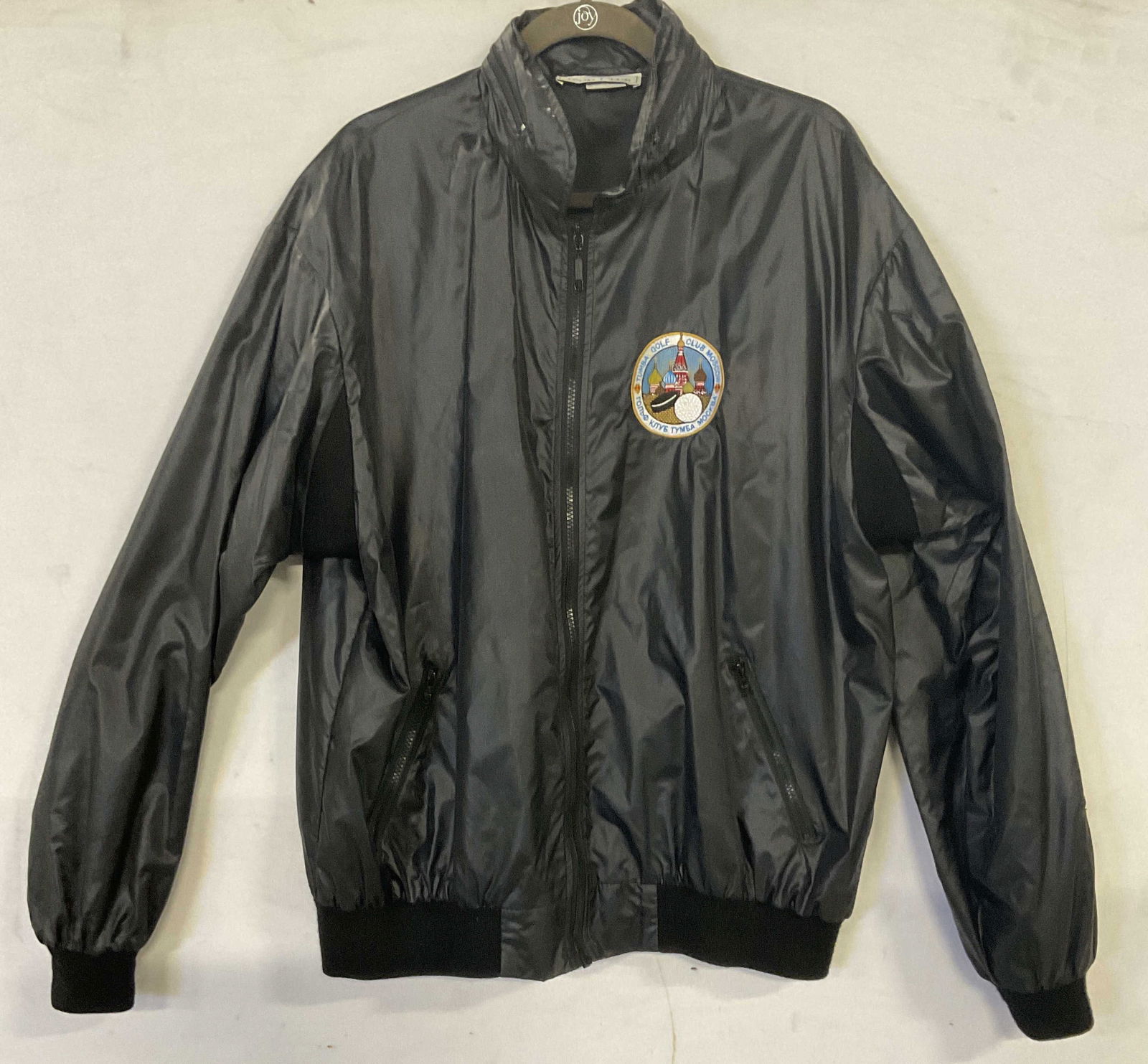 IZOD CLUB Black Zippered Tumba Golf Patch Jacket (1 of 9)