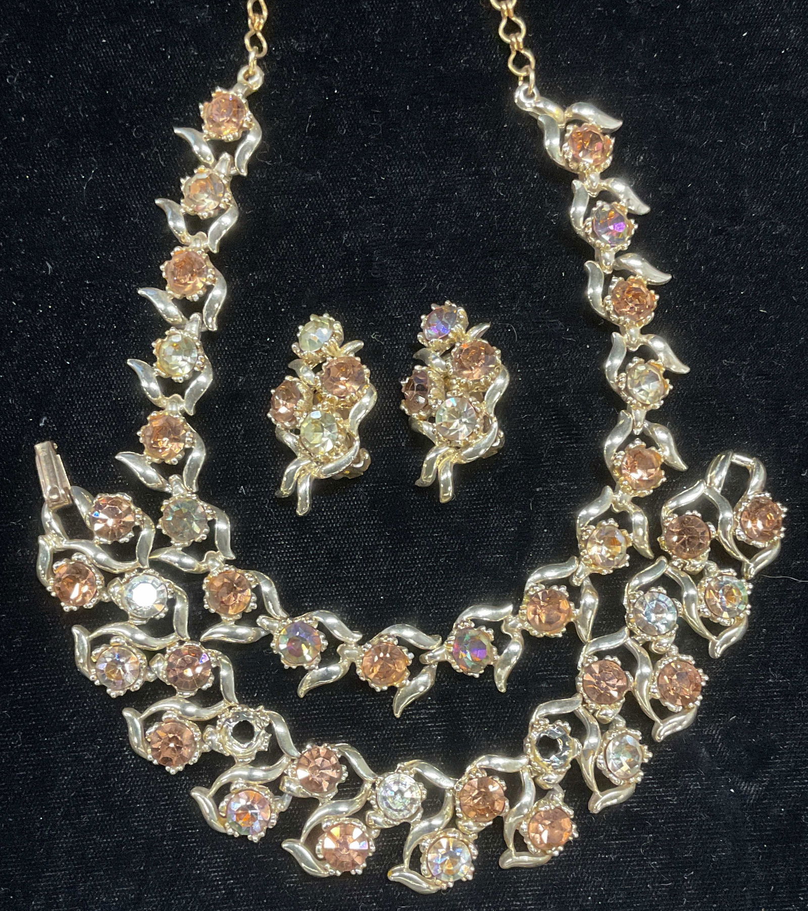 3 BSK Gold Tn Crystal Necklace, Earrings, Bracelet (1 of 9)