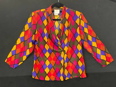 CARRY BACK Vintage Harlequin Checkered Blouse
