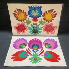 Lot 2 Wycinanka Polish Folk Art Flower Cut Outs