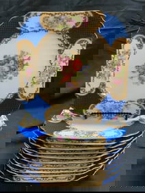 GOLD CASTLE Set 11 Vntg Porcelain Plates JAPAN