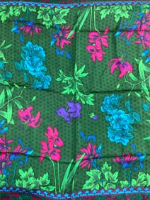 Hand Rolled  Floral Detailed Silk Scarf