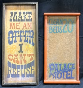 Lot 2 Vintage Wood & Cork Signs
