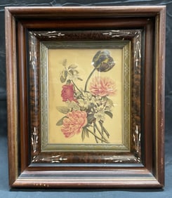 Framed Botanical Flower Bouquet Lithograph