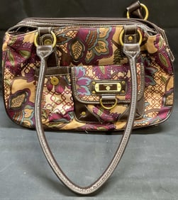 Treviso Purple Brown Floral Print Handbag